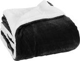 Sherpa Fleece Throws Warm Blankets Black-Double Size